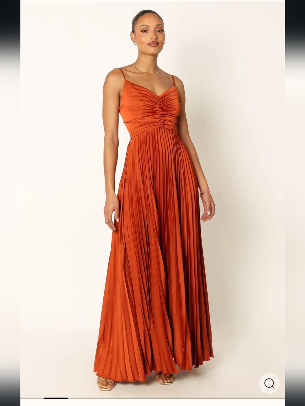 Petal & Pup Rust Orange Naira Pleated Maxi Dress Size 8